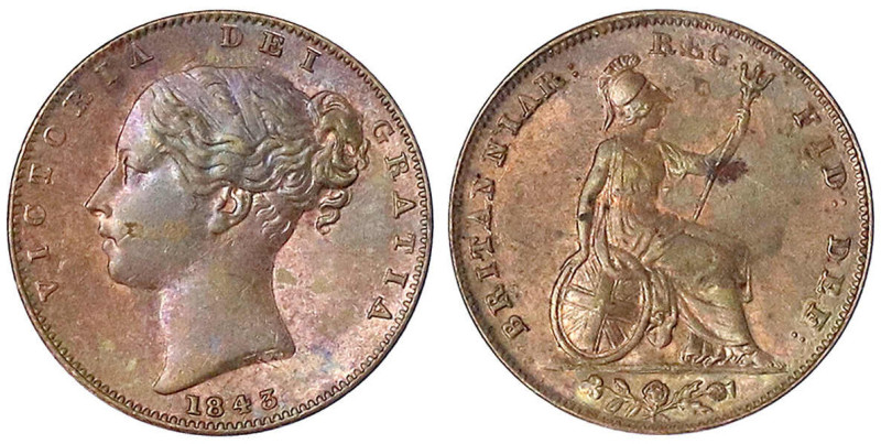 Grossbritannien
Victoria, 1837-1901
Farthing 1843. fast Stempelglanz, schöne K...