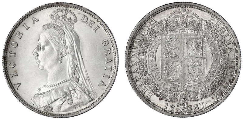 Grossbritannien
Victoria, 1837-1901
Halfcrown 1887. prägefrisch/fast Stempelgl...