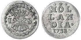 Niederlande-Holland, Provinz
Stuiver 1738. vorzüglich/Stempelglanz. Krause/Mishler 91A.