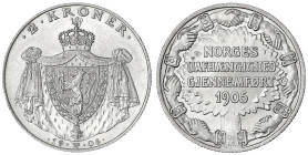 Norwegen
Haakon VII., 1905-1957
2 Kroner 1906. Norwegens Unabhängigkeit. Stempelglanz, Prachtexemplar. Krause/Mishler 365. Sieg 70.