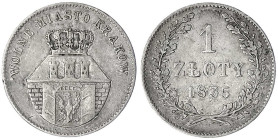Polen
Nikolaus I. von Rußland, 1825-1855
1 Zloty 1835 für Krakau. gutes sehr schön. Gumowski 2577.