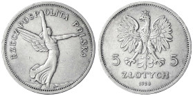 Polen
Zweite Republik, 1923-1939
5 Zlotych 1928, Nike. sehr schön. Parchimowicz 114b.