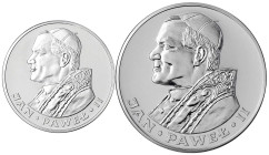 Polen
Volksrepublik Polen, 1952-1989
2 Stück: 100 und 200 Zlotych Silber 1982, Johannes Paul II. PL, selten. Fischer K 027,K 039.