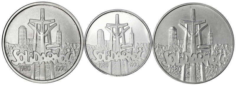 Polen
Republik Polen, seit 1989
3 versch. Varianten 100.000 Zlotych Silber 199...