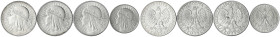 Polen
Lots
4 Stück: 2 X 10 Zlotych 1932 mit Pfeil und 1X ohne Pfeil, 5 Zlotych 1934 mit Pfeil. alle vorzüglich/Stempelglanz, einmal kl. Randfehler