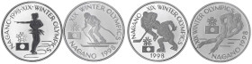 Rumänien
Republik, seit 1989
4 versch. Proben zu 100 Lei 1998 Olymp. Winterspiele Nagano in Aluminium: Eiskunstlauf, Eishockey, Skispringen, Eisschn...