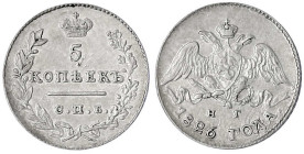 Russland
Nikolaus I., 1825-1855
5 Kopeken 1826, St. Petersburg. vorzüglich. Bitkin 102.