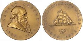 Russland
Sowjetunion (UdSSR), 1922-1991
Bronzemedaille 1959 von Klowskij, zum 100. Jubiläum der Erstveröffentlichung "Über die Entstehung der Arten"...