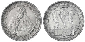 San Marino
20 Lire 1933. vorzüglich, kl. Kratzer. Krause/Mishler 11.
