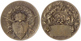 Schweden
Gustav V., 1907-1950
Bronzemedaille 1913 von E. Lindberg. Infanterie-Reg. Skäne, graviert "P7 1966". 45 mm. vorzüglich