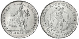 Schweiz-Appenzell
Kanton
2 Franken 1812. Auflage nur 1861 Ex. vorzüglich/Stempelglanz, selten. Divo/Tobler 156. HMZ 2-29a.