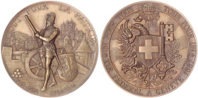 Schweiz-Genf, Stadt
Bronzemedaille 1887 von Bovy. Tir Federal. 45 mm, im Etui. vorzüglich/Stempelglanz. Richter 628d.