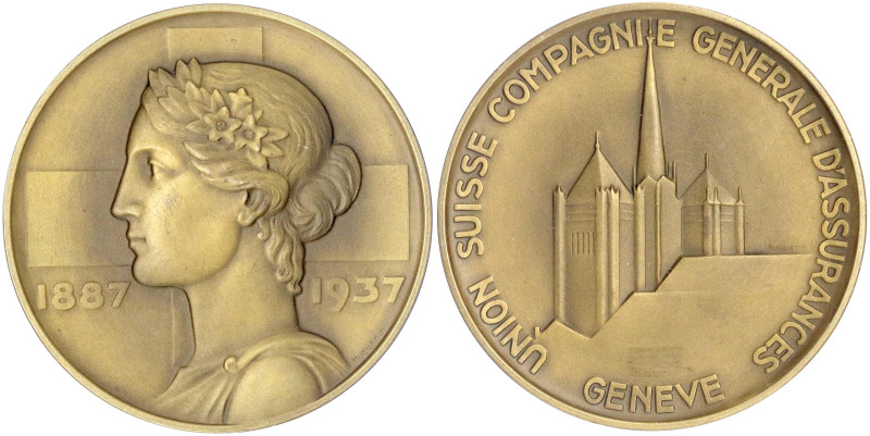 Schweiz-Genf, Stadt
Große, dicke Bronzemedaille 1937 von Huguenin. 50 Jahre Ver...