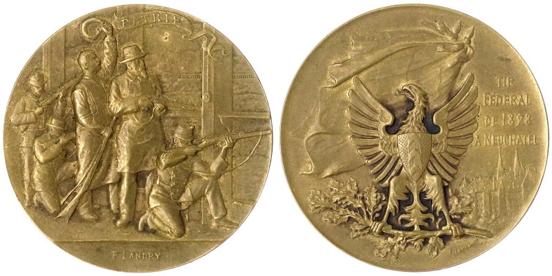 Schweiz-Neuchatel
Bronzemedaille v. F. Landry 1898. Föderalschützenfest. Schütz...
