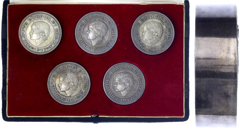 Spanien
Juan Carlos I. 1975-2014
Set von 5 Dukaton-Jubiläumsprägungen (Silberm...