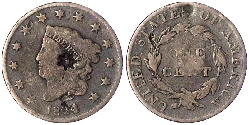 Vereinigte Staaten von Amerika
Unabhängigkeit, seit 1776
Kupfer Cent 1824 mit ...