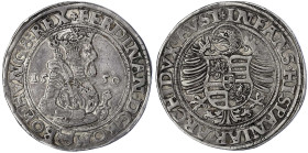 Haus Habsburg
Ferdinand I., 1521-1564
Reichstaler 1550, Joachimsthal. Münzmeister Rupprecht Puellacher. 28,87 g. vorzüglich, winz. Kratzer, sonst Pr...