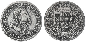 Haus Habsburg
Rudolf II., 1576-1612
Reichstaler o.J. Ensisheim. 27,79 g. schön/sehr schön, Felder überarbeitet, schöne Tönung. Voglhuber 95 I. Kleme...