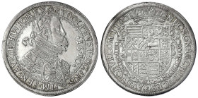 Haus Habsburg
Rudolf II., 1576-1612
Reichstaler 1610, Hall. 28,41 g. gutes sehr schön, Felder gestichelt. Davenport. 3006. Voglhuber 96/XIII.