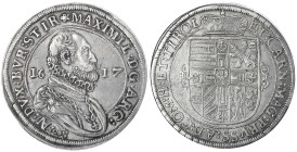 Haus Habsburg
Erzherzog Maximilian, 1612-1618
Reichstaler 1617, Hall. 28,69 g. gutes sehr schön. Davenport. 3323. Voglhuber 122 XII.