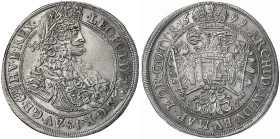 Haus Habsburg
Leopold I., 1657-1705
1/2 Reichstaler 1699, Kremnitz. 14,46 g. vorzüglich/Stempelglanz, sehr selten in dieser Erhaltung. Herinek 849. ...