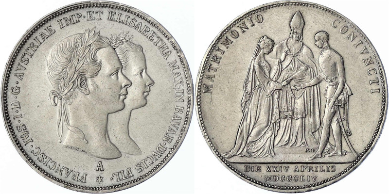 Haus Habsburg
Franz Joseph I., 1848-1916
Doppelgulden 1854 A, Wien. Auf seine ...