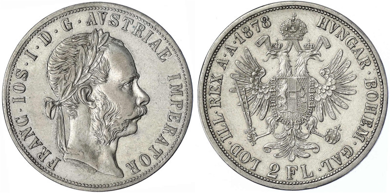 Haus Habsburg
Franz Joseph I., 1848-1916
Doppelgulden 1878. fast vorzüglich. H...