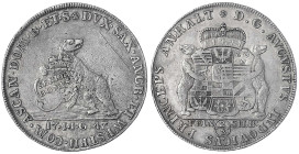 Anhalt-Bernburg
Victor Friedrich, 1721-1765
2/3 Taler 1747. fast sehr schön, Felder bearbeitet. Mann 600. Davenport. 209.