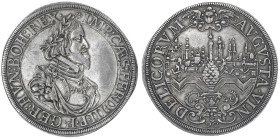 Augsburg-Stadt
Reichstaler 1641, mit Titel Ferdinands III./Stadtansicht. 28,81 g. fast vorzüglich, schöne Patina. Forster 286. Davenport. 5039.