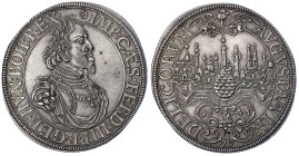 Augsburg-Stadt
Reichstaler 1643, mit Titel Ferdinand III. Besseres Jahr. 28,70 g. vorzüglich, min Schleif-/Henkelspur ? am Rand, feine Tönung. Forste...