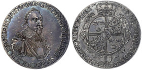 Augsburg-unter schwedischer Besetzung
Gustav II. Adolf, 1611-1632
Reichstaler als Schraubtaler umgearbeitet 1632. Brustb. n.r./Wappen. Ohne Inhalt. ...