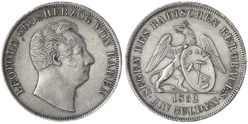 Baden-Durlach
Leopold, 1830-1852
Ausbeutegulden 1852. Segen des Badischen Berg...