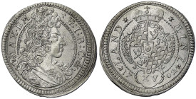 Bayern
Maximilian II. Emanuel, 1679-1726
15 Kreuzer 1702. vorzüglich/Stempelglanz. Hahn 192.