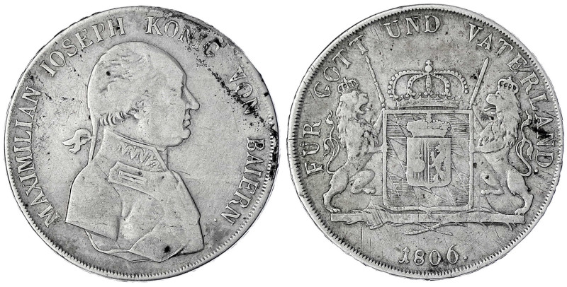 Bayern
Maximilian IV. (I.) Joseph, 1799-1806-1825
Konventionstaler 1806. König...