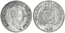 Bayern
Maximilian IV. (I.) Joseph, 1799-1806-1825
6 Kreuzer 1813 vorzüglich Ex. Partin Bank Auktion 4, 1977. Jaeger 10. AKS 52.