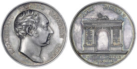 Bayern
Maximilian IV. (I.) Joseph, 1799-1806-1825
Silbermedaille o.J. (1824) von Losch, a.s. 25j. Reg.-Jub. (als Kurfürst seit 1799). Triumphbogen. ...