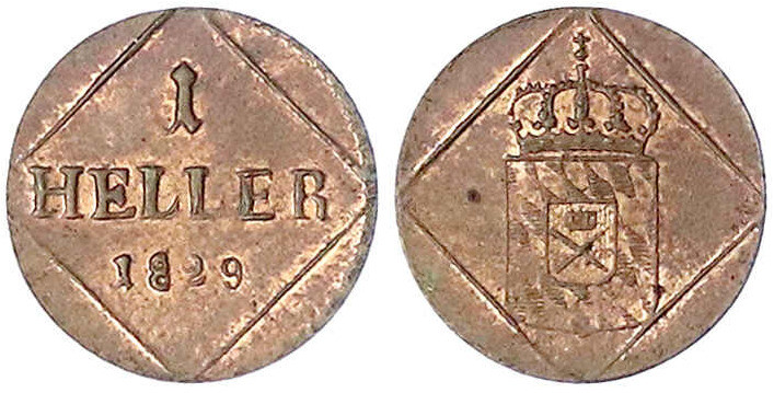 Bayern
Ludwig I., 1825-1848
Heller 1829. Stempelglanz Ex. Münzkontor Frankfurt...