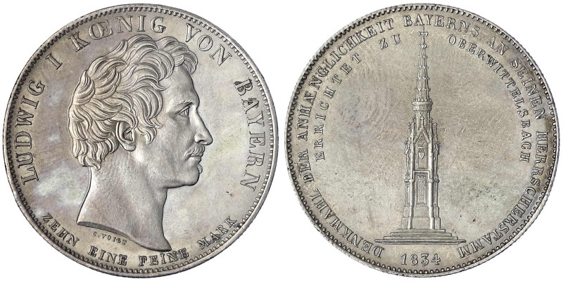 Bayern
Ludwig I., 1825-1848
Geschichtstaler 1834. Denkmal der Anhänglichkeit B...