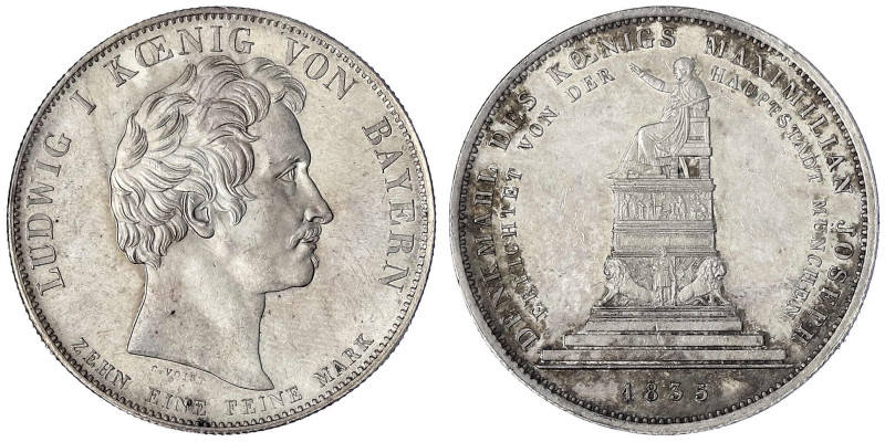 Bayern
Ludwig I., 1825-1848
Geschichtstaler 1835. Denkmal des Königs Maximilia...