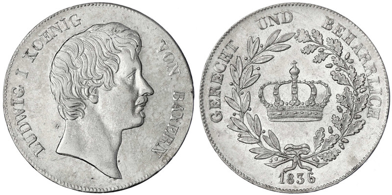 Bayern
Ludwig I., 1825-1848
Kronentaler 1836. gutes vorzüglich, winz. Randfehl...