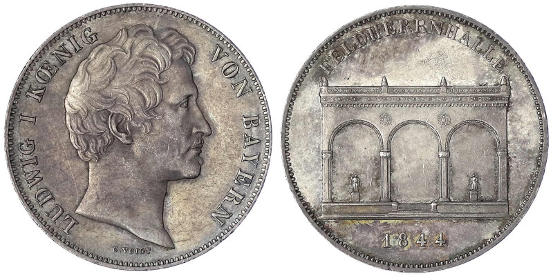 Bayern
Ludwig I., 1825-1848
Geschichtsdoppeltaler 1844. Feldherrnhalle. Randsc...