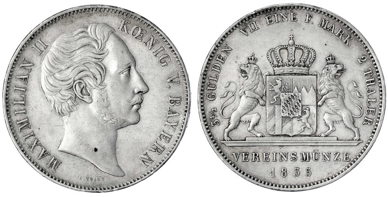 Bayern
Maximilian II. Joseph, 1848-1864
Doppeltaler 1855. gutes sehr schön, Ra...