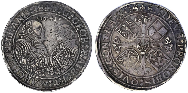 Brandenburg-Franken
Georg und Albrecht, 1527-1543
Reichstaler 1541, Schwabach....