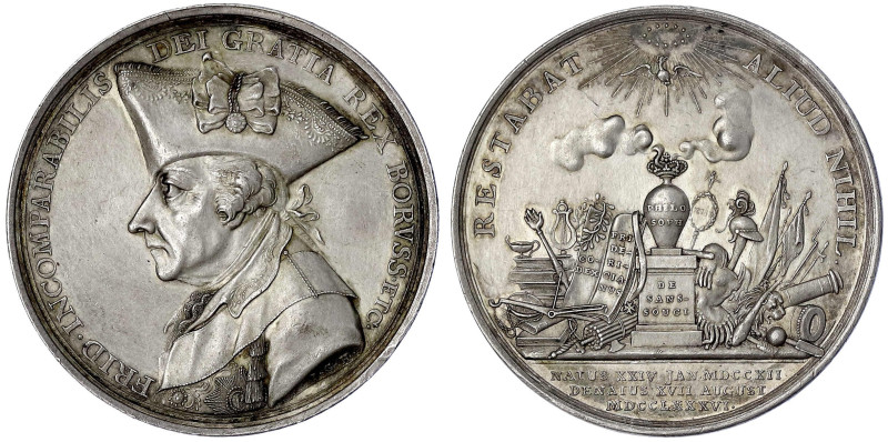 Brandenburg-Preußen
Friedrich II., 1740-1786
Silbermedaille von Holtzhey 1786,...