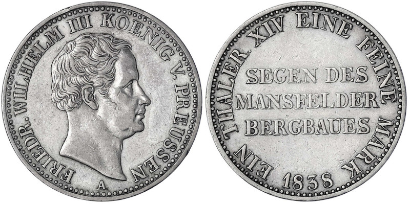 Brandenburg-Preußen
Friedrich Wilhelm III., 1797-1840
Ausbeutetaler 1838 A, Be...