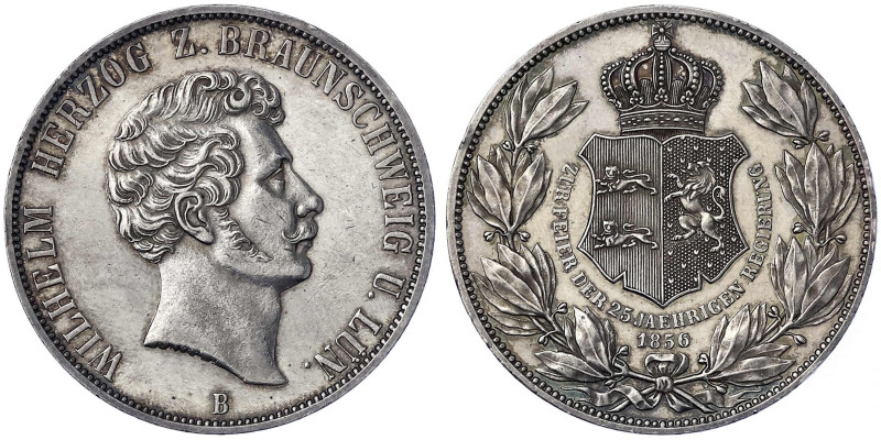 Braunschweig-Wolfenbüttel
Wilhelm, 1831-1884
Vereinsdoppeltaler 1856 B. Zum 25...