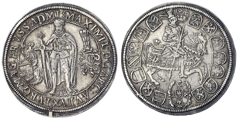 Deutscher Orden
Maximilian I., 1590-1618
1/4 Taler o.J. Löwe links. 6,95 g. vo...