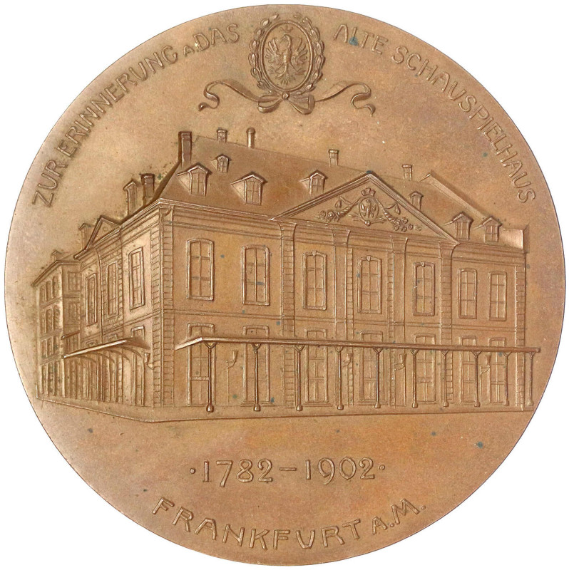 Frankfurt-Stadt
Eins. Bronzemedaille 1902 auf 120 Jahre Schauspielhaus. 90 mm. ...