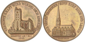 Hamburg-Stadt
Bronzemedaille 1842 von Wilkens (Bremen). Wiederaufbau der durch Feuer zerstörten St. Petri Kirche. 45 mm. vorzüglich, kl. Randfehler. ...