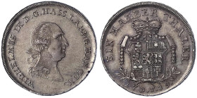 Hessen-Kassel
Wilhelm IX., 1785-1803
1/2 Taler 1789 F. vorzüglich, leicht justiert, schöne Patina. Schütz 2107.1.